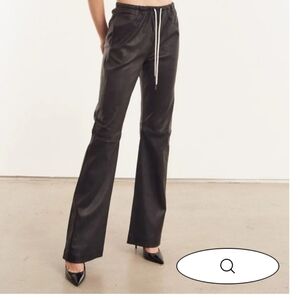 SPRWMN black leather drawstring track pants NWOT
